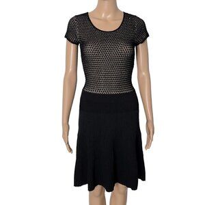 Issa London Lace w/ Ribbed Knit Fit and Flare Knee Length Dress (M)